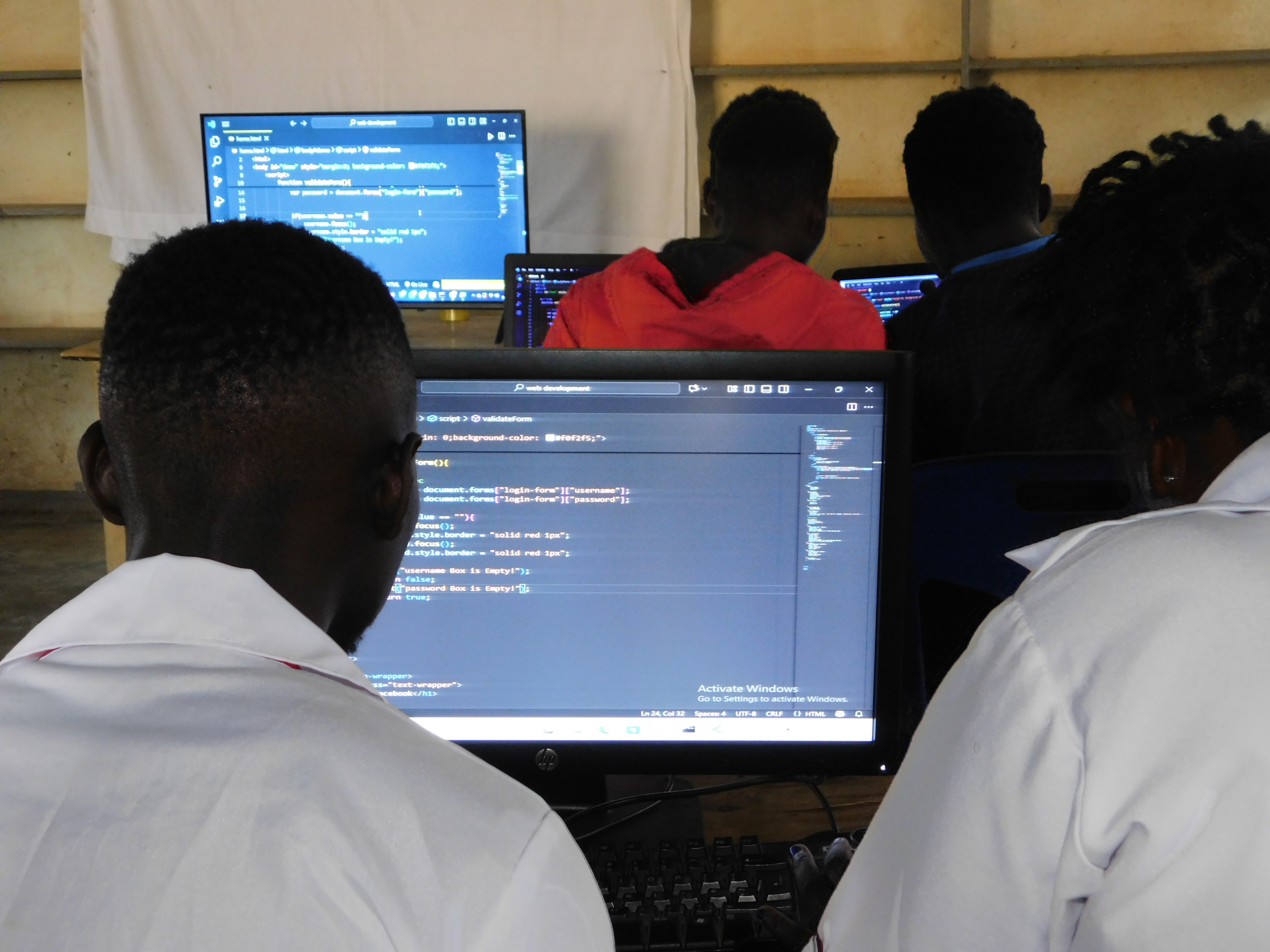 Students learning technology